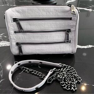 Rebecca Minkoff Pale Pink Crossbody Bag with Multi-Zipper Design